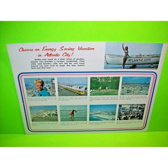 Atlantic City NJ 10 Gallon Vacation FLYER New Jersey Shore Miss America 1974 NOS - Picture 9 of 9